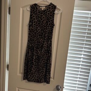 Michael Kors Sleeveless Leopard-Print Mini Dress - Brown & Black